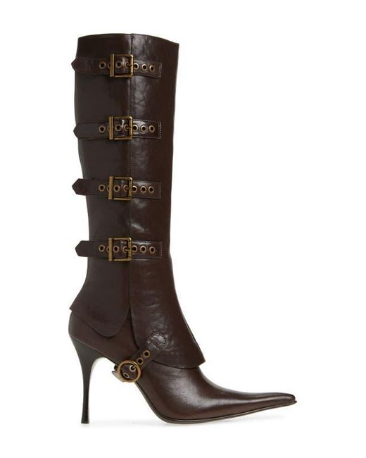 Jeffrey Campbell Brown Corseted Pointed Toe Boot
