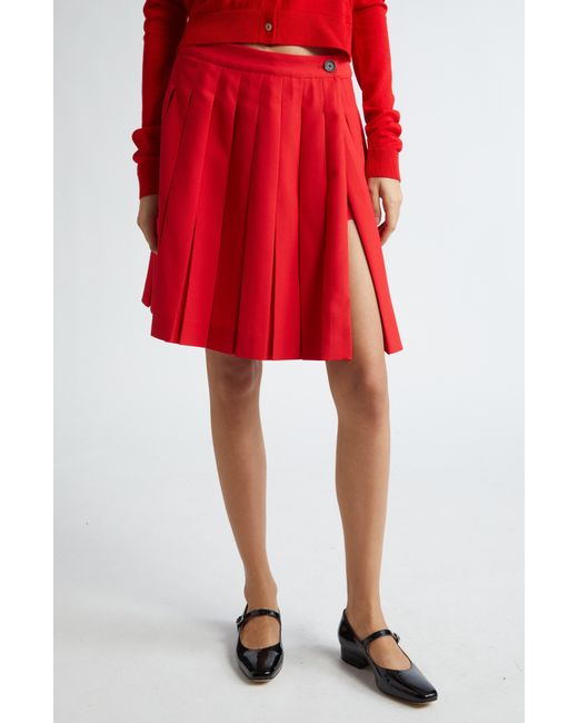 Sandy Liang Red Astra Pleated Skort