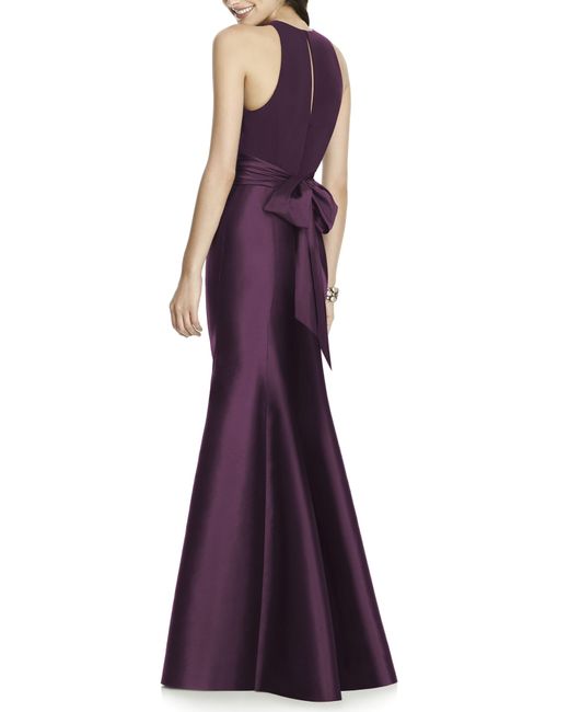 alfred sung jersey bodice mikado trumpet gown