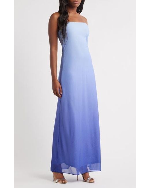 Jump Apparel Purple Metallic Ombré Strapless Gown