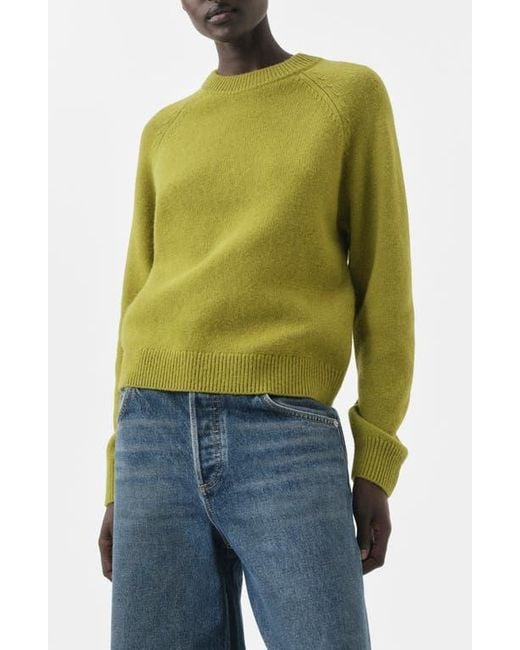 Mango Blue Crewneck Raglan Sleeve Sweater