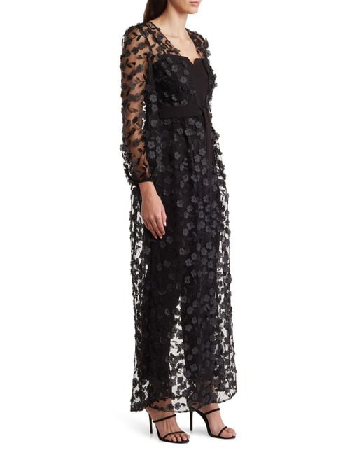 Julia Jordan Black Floral Overlay Jacket & Belted Jumpsuit