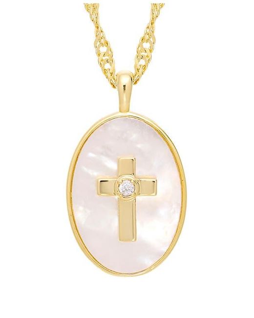 ATHRA LUXE Metallic Mother-Of-Pearl Cross Pendant Necklace