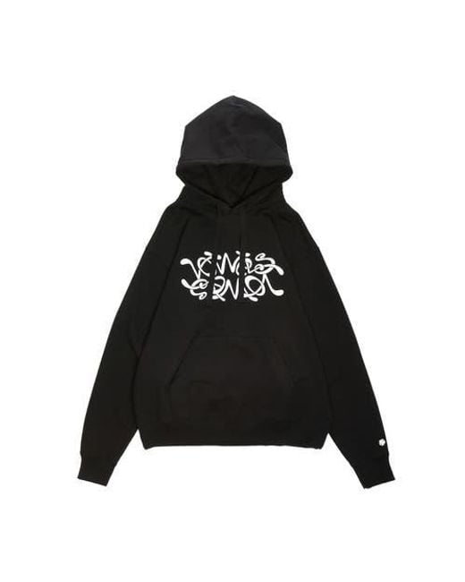 vowels Black Double Scribble Hoodie for men