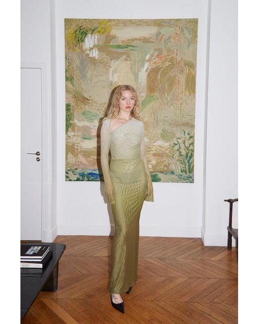 Saemdi Green Gradient Mesh Dress
