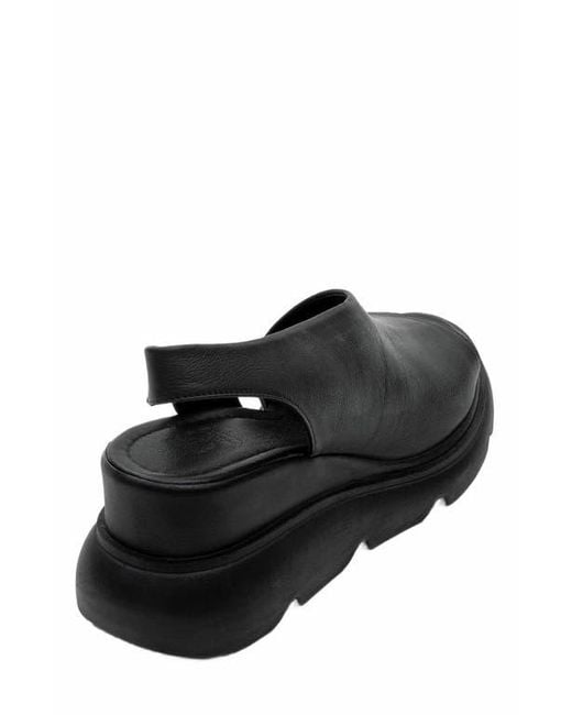 Forever & Always Shoes Black Agusto Leather Platform Sandal