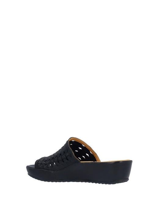 L'amour Des Pieds Black Cyra Platform Wedge Slide Sandal