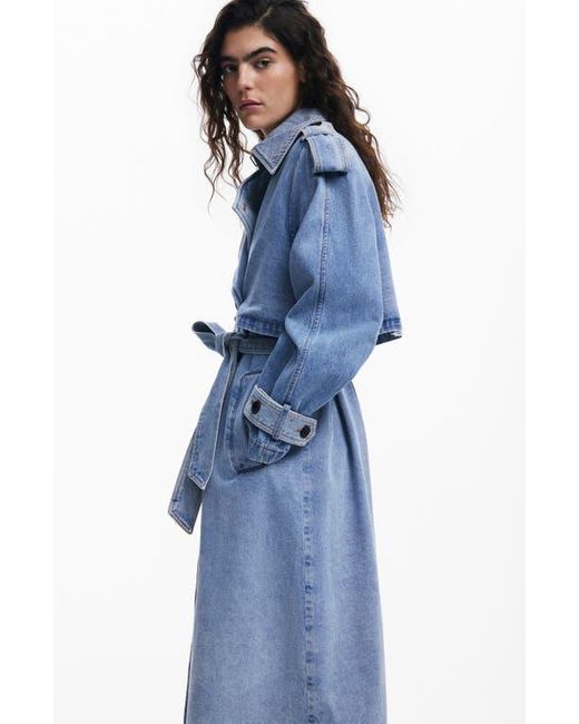 Desigual Blue Denim Trench Coat