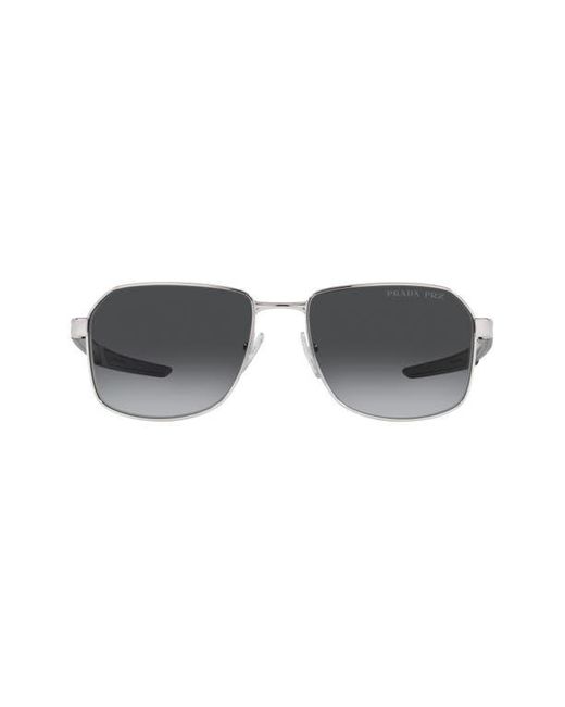Prada Linea Rossa 57Mm Polarized Gradient Rectangular Sunglasses in Metallic for Men Lyst