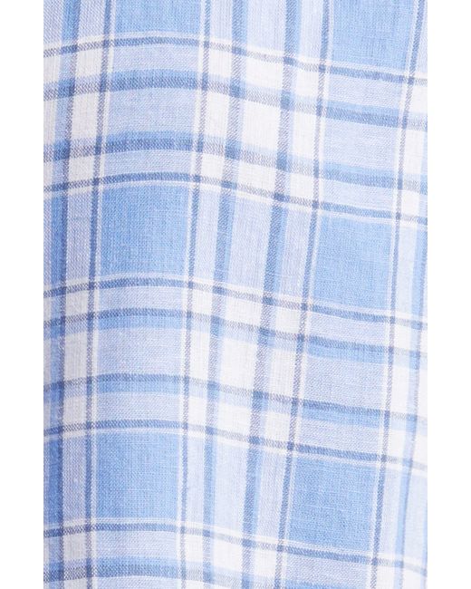 Caslon Blue Caslon(r) Short Sleeve Linen Popover Top