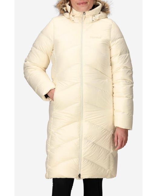 Marmot Natural Montreaux 700 Fill Power Down Hooded Coat With Faux Fur Trim