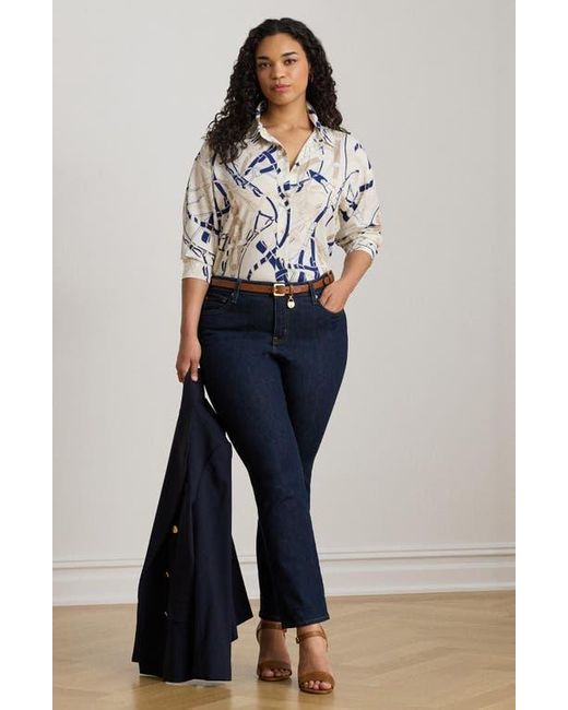 Ralph Lauren Black Belting Print Classic Fit Crepe Button-Up Shirt