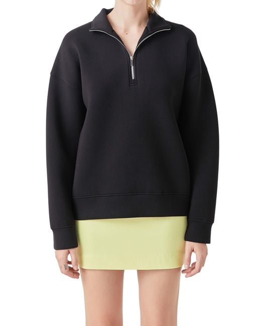 Grey Lab Black Scuba Knit Quarter Zip Pullover