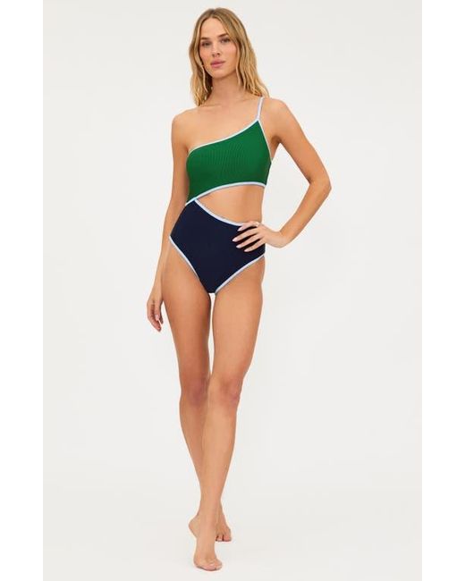 Beach Riot Green Liora Colorblock Rib One-Piece Swimsuit