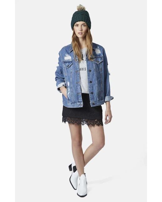 TOPSHOP Black Textured Lace Pelmet Skirt