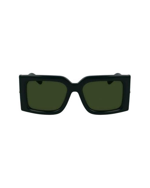 Ferragamo Green Prisma 55Mm Modified Rectangular Sunglasses