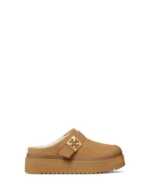 Tory Burch Brown Genuine Shearling Platform Mule