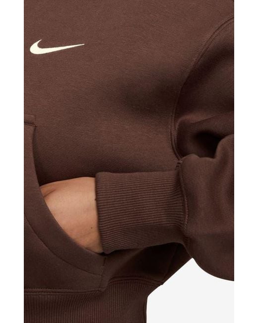 Nike Brown Phoenix Relaxed Fit Cotton Blend Fleece Hoodie