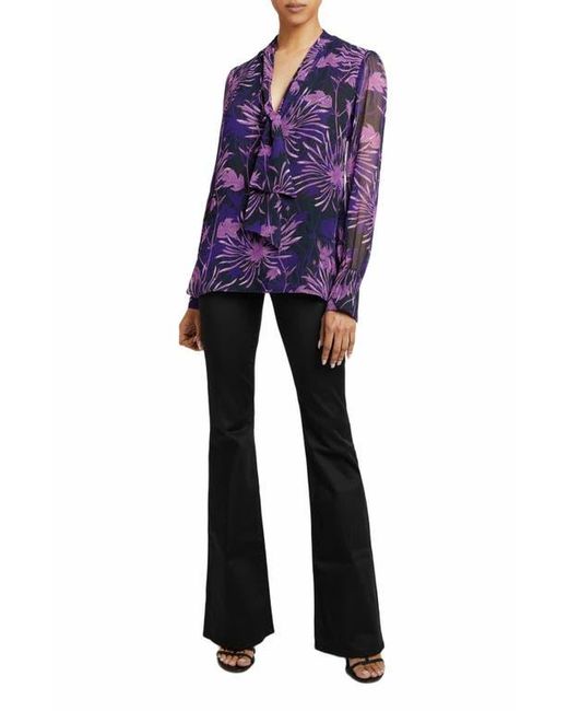 Santorelli Purple Francis Blouse With Neck Tie