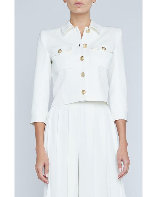 L'Agence White Kumi Fitted Crop Jacket