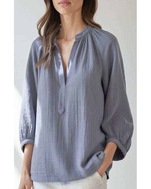 ocean + main Gray Gauze Top