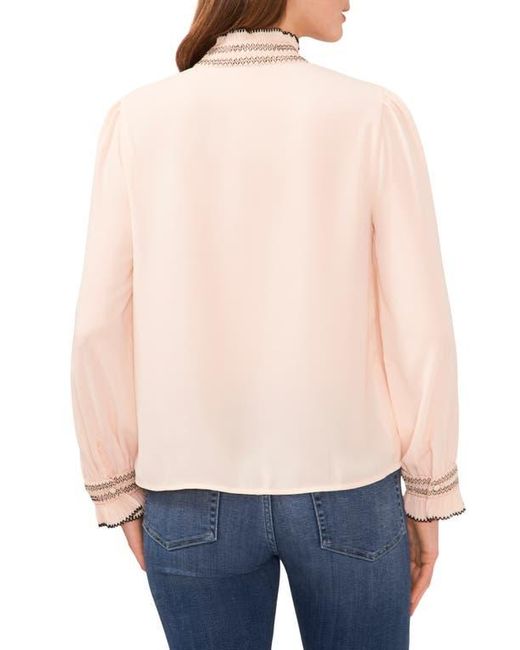 Cece Blue Contrast Stitch Pintuck Shirt