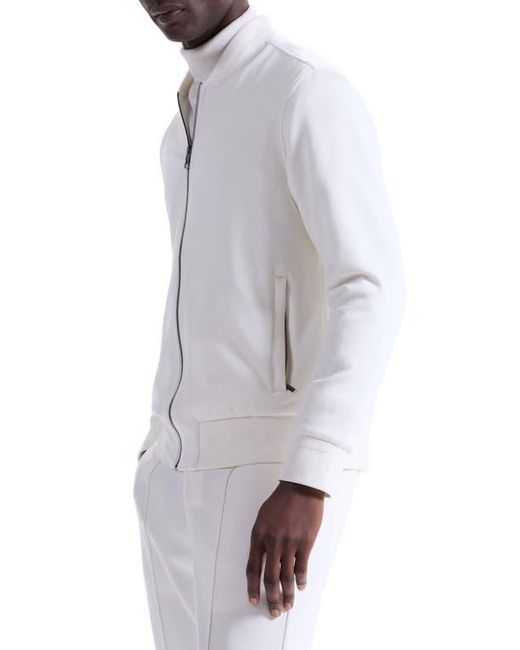 Bugatchi White Soft Touch Knit Reversible Bomber Jacket for men