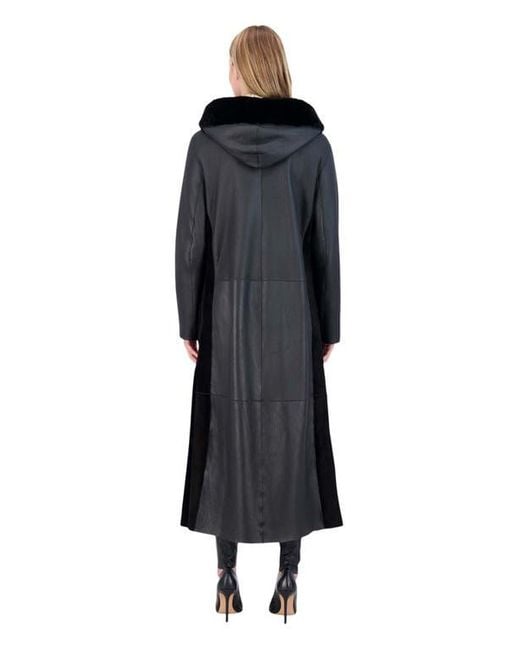 Gorski Black Reversible Textured Shearling Lamb Coat