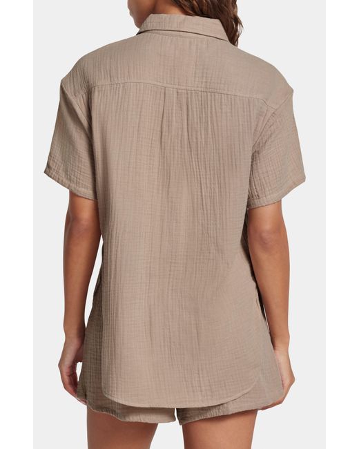 Ugg Brown ugg(r) Embrook Short Sleeve Cotton Gauze Pajama Top