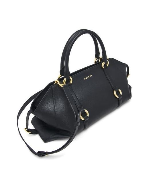 Alexander McQueen Black Medium Farringdon Leather Satchel