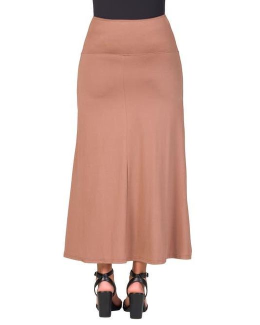 24seven Comfort Apparel Pink Maternity Elastic Waist Maxi Skirt