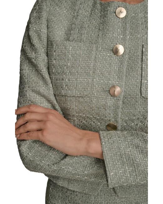 Donna Karan Gray Button Front Tweed Jacket