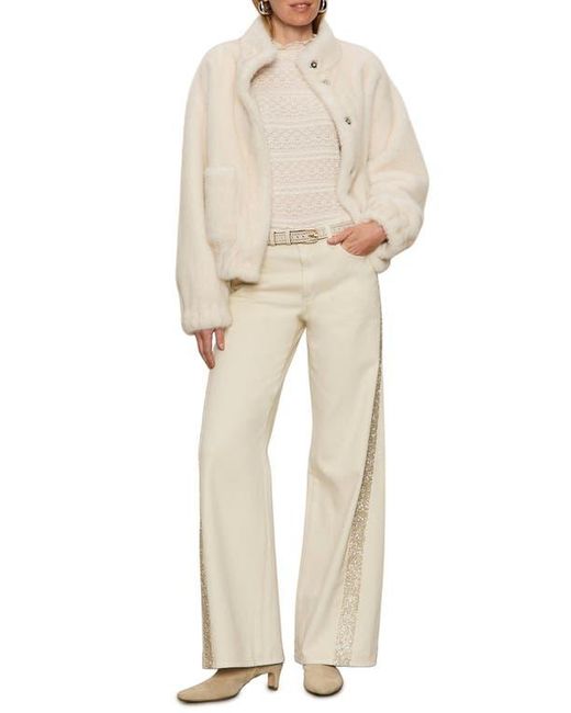 Sanctuary Natural Perfect Long Sleeve Puckered Lace T-Shirt