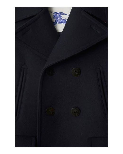 Burberry Blue Wool Pea Coat for men