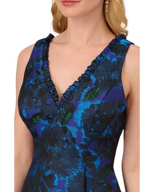 Adrianna Papell Floral Jacquard High-Low Dress in Blue | Lyst Adrianna Papell Floral Jacquard High-Low Dress in Blue | Lyst