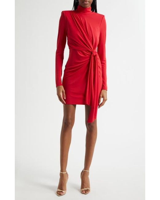 Cinq À Sept Red Joelene Knot Front Long Sleeve Knit Minidress