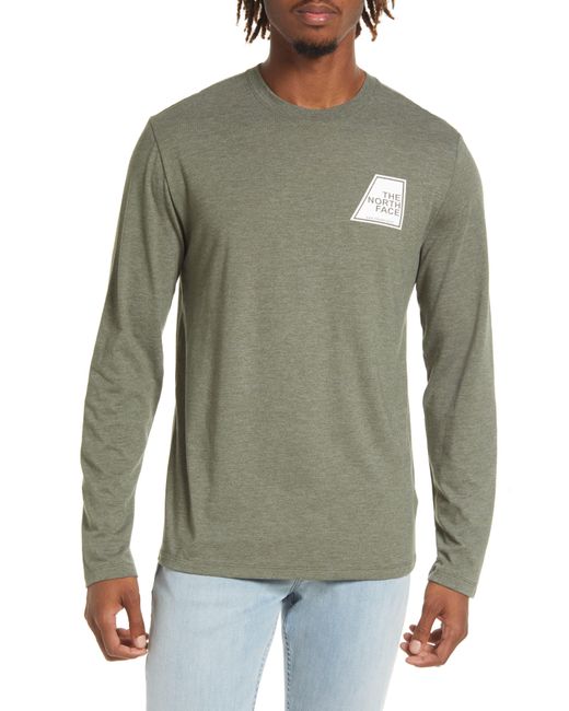 The North Face Green Long Sleeve Logo Graphic Tee for men