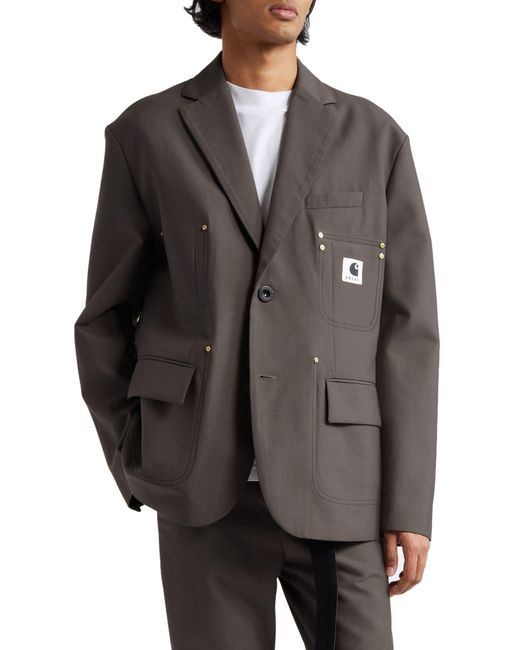 Sacai Gray Carhartt Wip Reversible Bonded Suiting Jacket for men