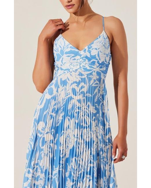 Astr Blue Blythe Pleated Maxi Dress