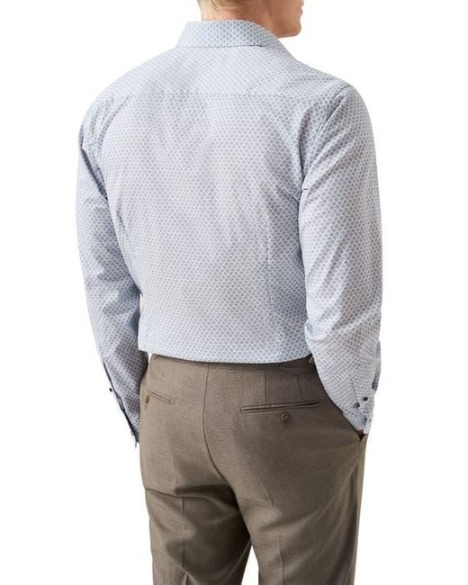 Eton of Sweden Gray Contemporary Fit Geometric Print Cotton Dress Shirt for men