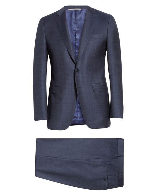 Canali Blue Milano Trim Fit Solid Wool Suit for men
