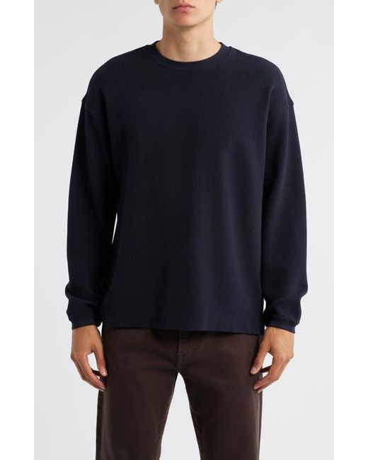 FRAME Blue Long Sleeve Waffle Stitch T-Shirt for men