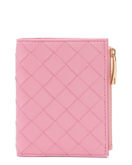 Bottega Veneta Pink Small Intreccio Bifold Leather Wallet
