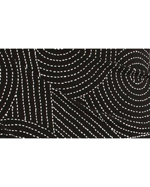 Maggy London Black Abstract Print Long Sleeve Midi Dress