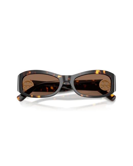 Tory Burch Brown 55Mm Rectangular Sunglasses