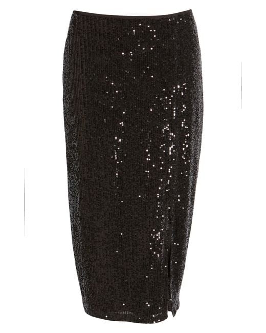 Halogen® Black Halogen(r) Sequin Side Slit Skirt