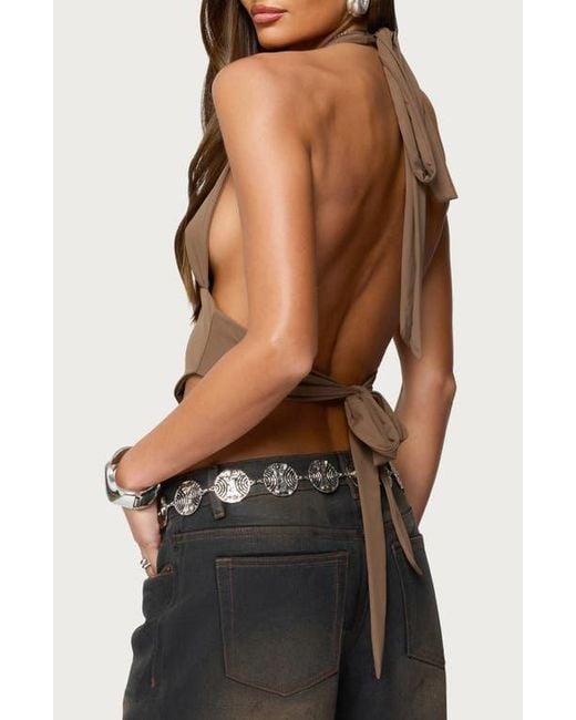 Edikted Black Open Back Triangle Halter Top