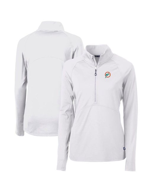Cutter & Buck Blue Miami Dolphins Throwback Logo Adapt Eco Knit Stretch Recycled Half-zip Pullover Top At Nordstrom