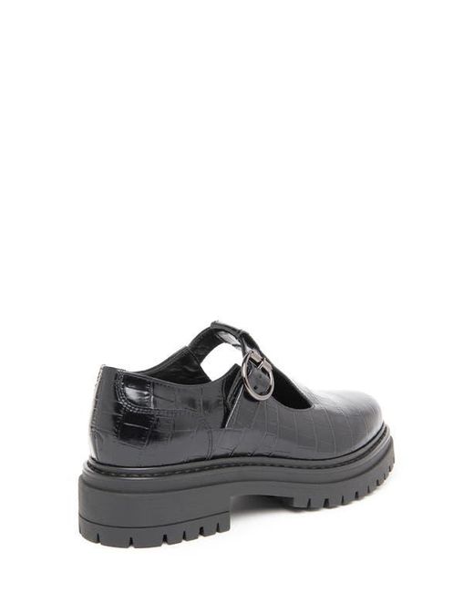 Nero Giardini Black Croc Embossed Lug Sole Mary Jane