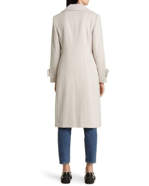 Sam Edelman Notch Collar Longline Wool Blend Coat in Natural Lyst